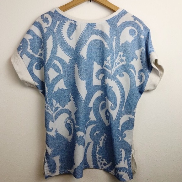 Zara Tops - Zara W Collection Tee Blue & White with Knit Back